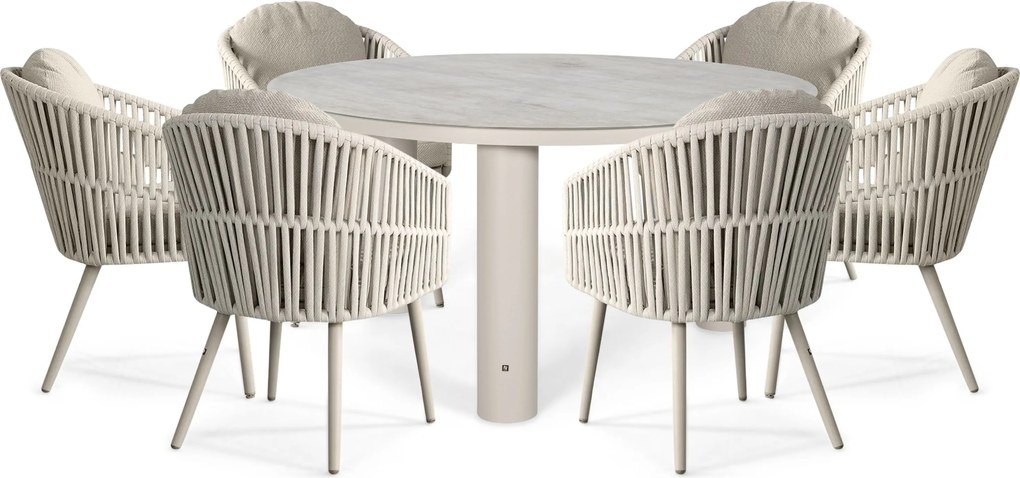 Tuinset 6 personen 150 cm Rope Zand/Beige Santika Furniture Santika