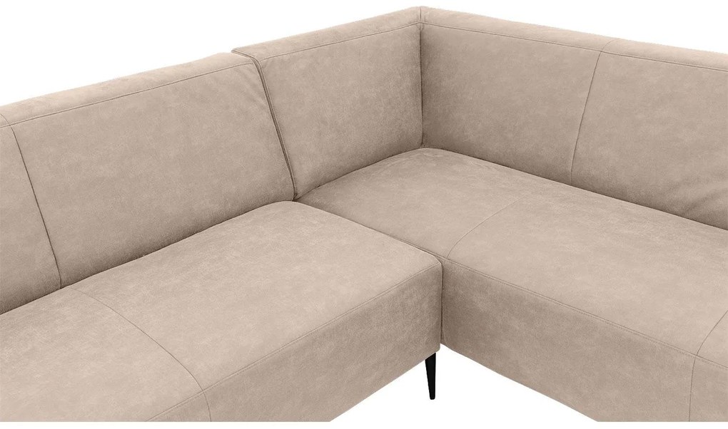 Goossens  Key West beige, micro leer, 3-zits, modern design met ligelement rechts