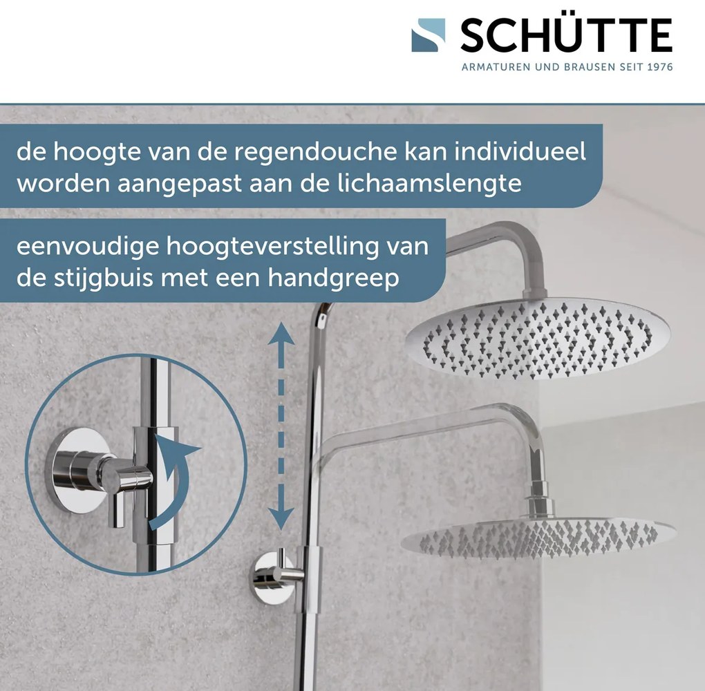 Schutte Aquaduct regendoucheset met thermostatische kraan chroom