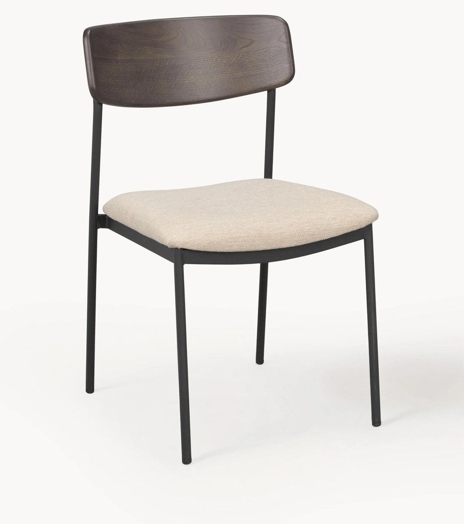 Gestoffeerde eetta stoelen Maymont van eikenhout, 2-delig