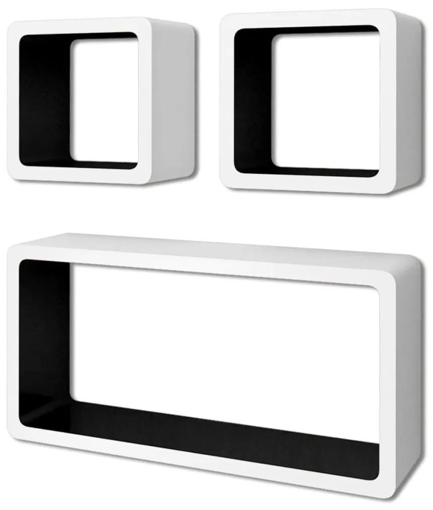 vidaXL Wandplanken kubus 6 st wit en zwart