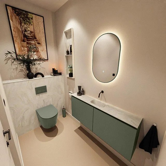 MONDIAZ TURE-DLUX 120cm toiletmeubel Army. EDEN wastafel Ostra positie midden. Zonder kraangat. TUREDX120ARMM0OST