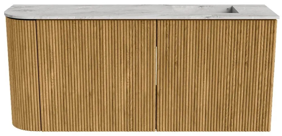 Mondiaz Joya DLux 90cm toiletmeubel ronding links oak met wastafel faye rechts zonder kraangat glace
