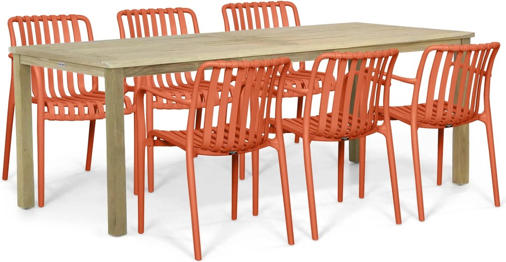 Tuinset 6 personen 210 cm Kunststof Oranje Domani Furniture Alba/Weston