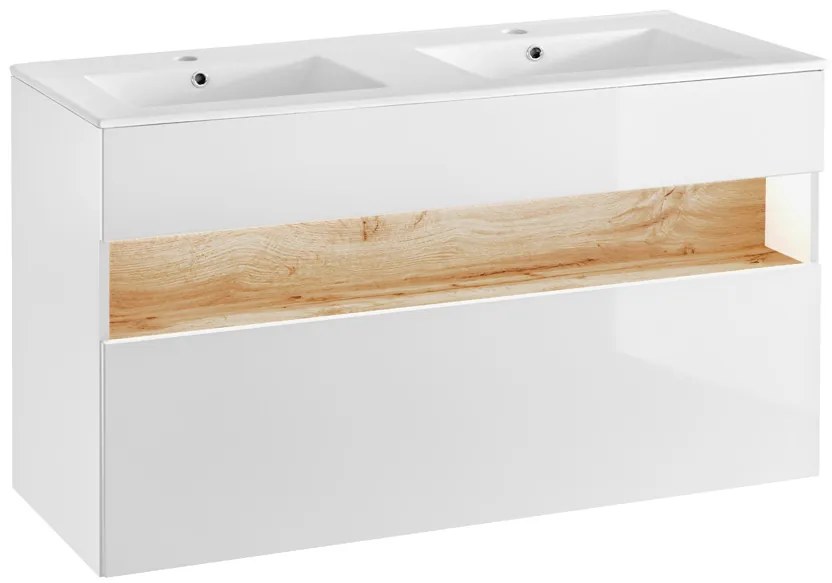 Comad Bahama White badkamermeubel 120cm met witte wastafel en kraangaten wit