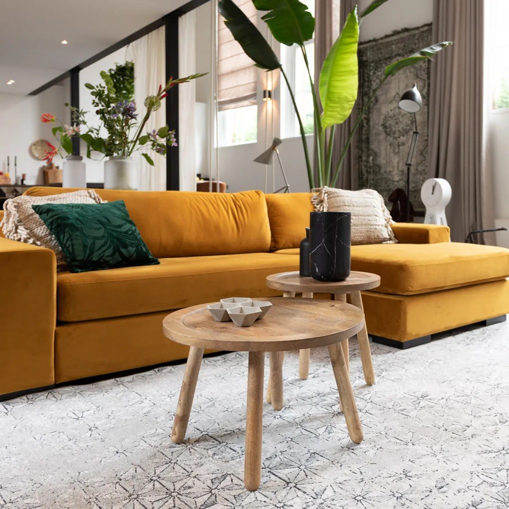 Zuiver Fiep Moderne Hoekbank - Fluweel Okergeel - Hoek Rechts