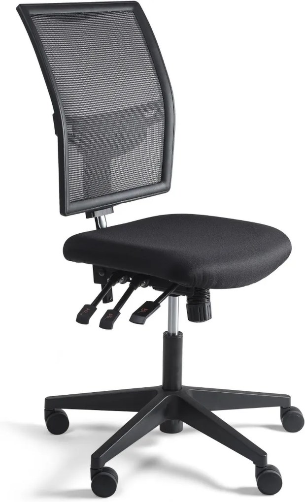 24Designs Bedrijfsstoel En Werkstoel Laag - Mesh Zwart - Zithoogte 48 - 63 Cm - Zwart Onderstel