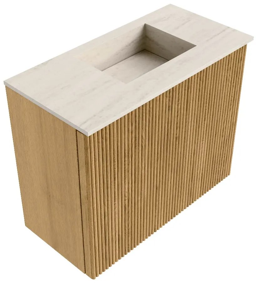 Mondiaz Joya DLux 50cm toiletmeubel oak met wastafel faye rechts 1 kraangat meli