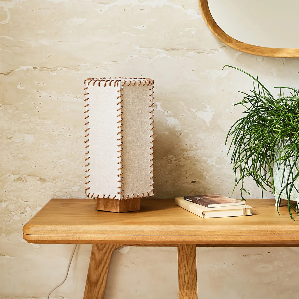 Tafellamp in eiken en linnen, SIXTA