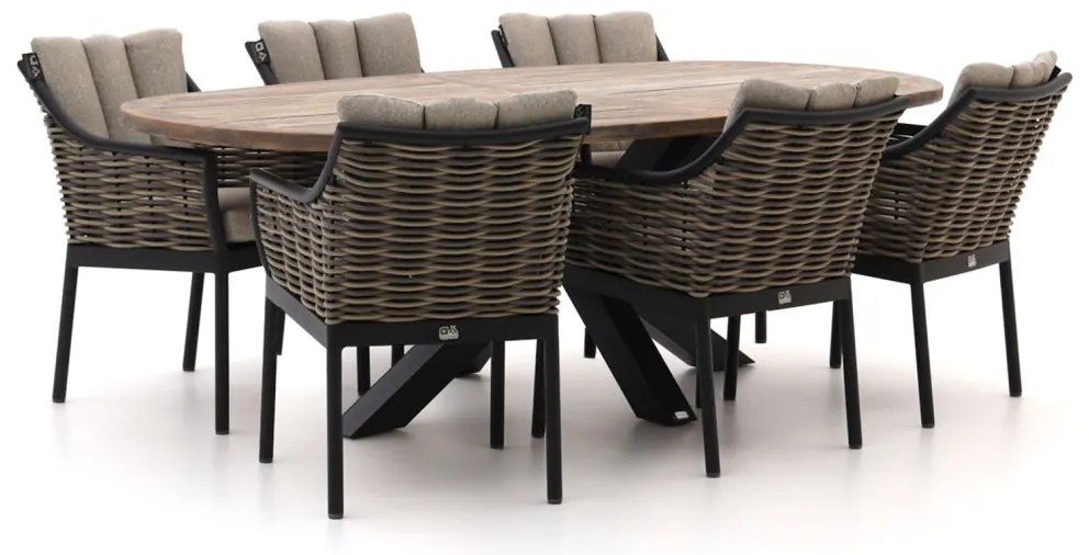Apple Bee Milou/ROUGH-Y Ellips 240cm dining tuinset 7-delig