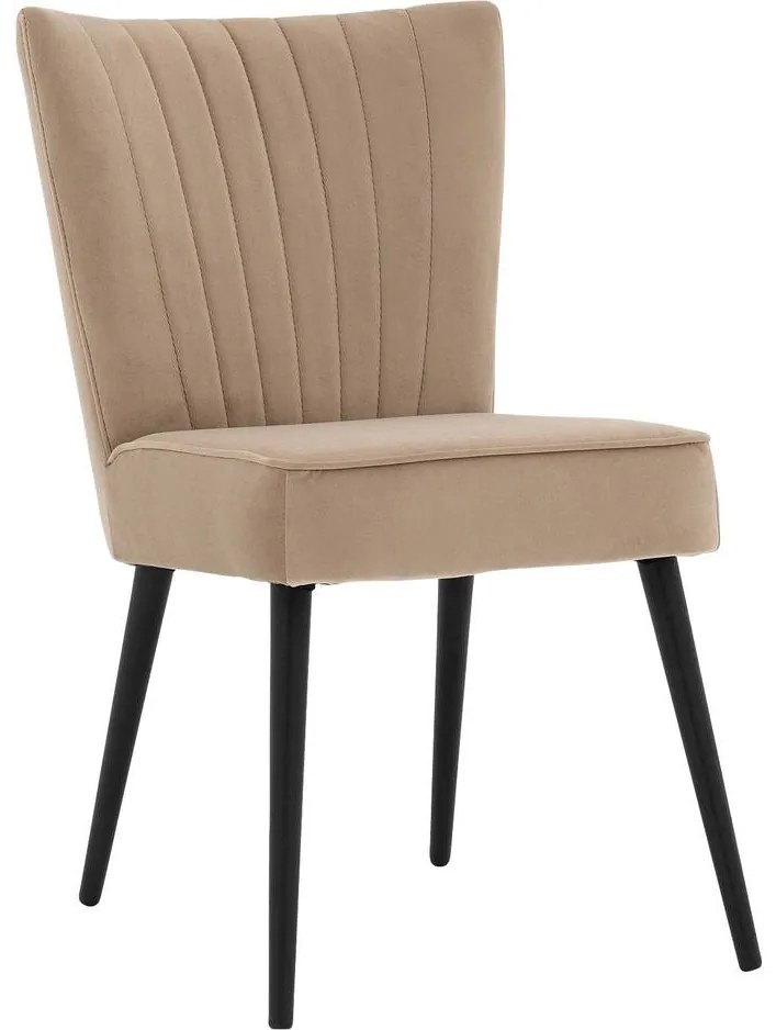 Goossens Eetkamerstoel Rob bruin velvet stof leuning, urban industrieel