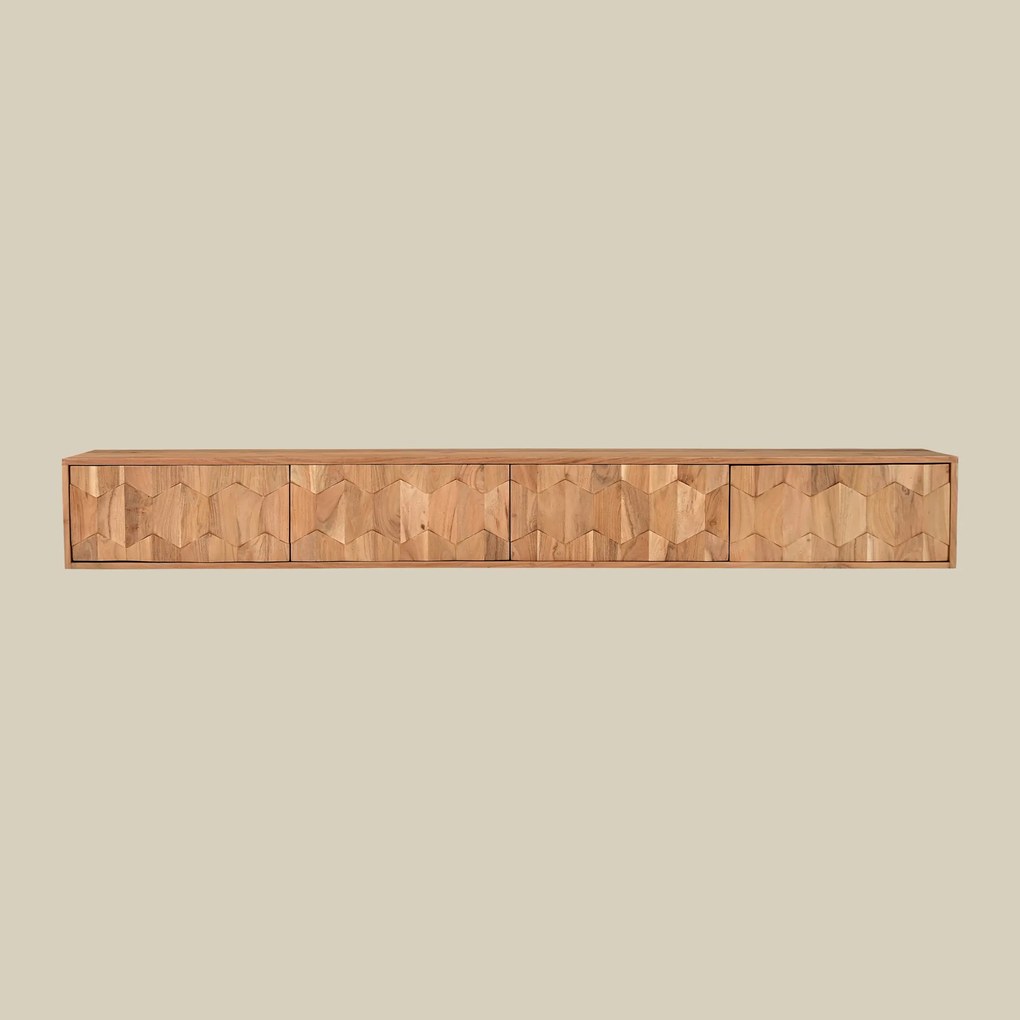 Hangend Tv-meubel Donker Hout Motief 200 Cm - 200x35x25cm.