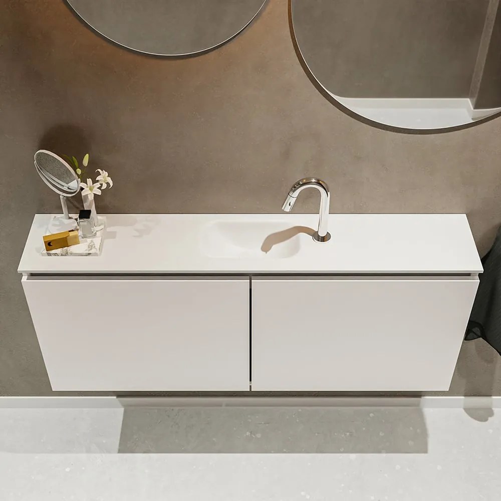 Mondiaz Ture 120cm toiletmeubel linen met wastafel talc midden 1 kraangat