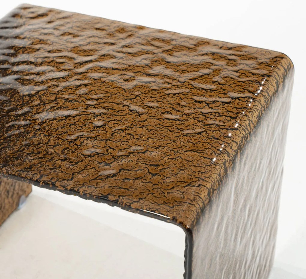 By-Boo Ripple Glazen Bijzettafel Retro Bruin - 50 X 45cm.