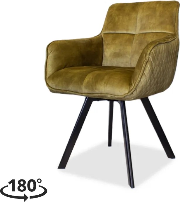 Eetkamerstoel - Peter - Draaibaar - stof Velours Adore green