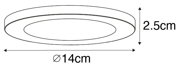 Set van 6 In- of opbouwspot wit 14 cm incl. LED 3 staps dim to warm met dipswitch - Trans