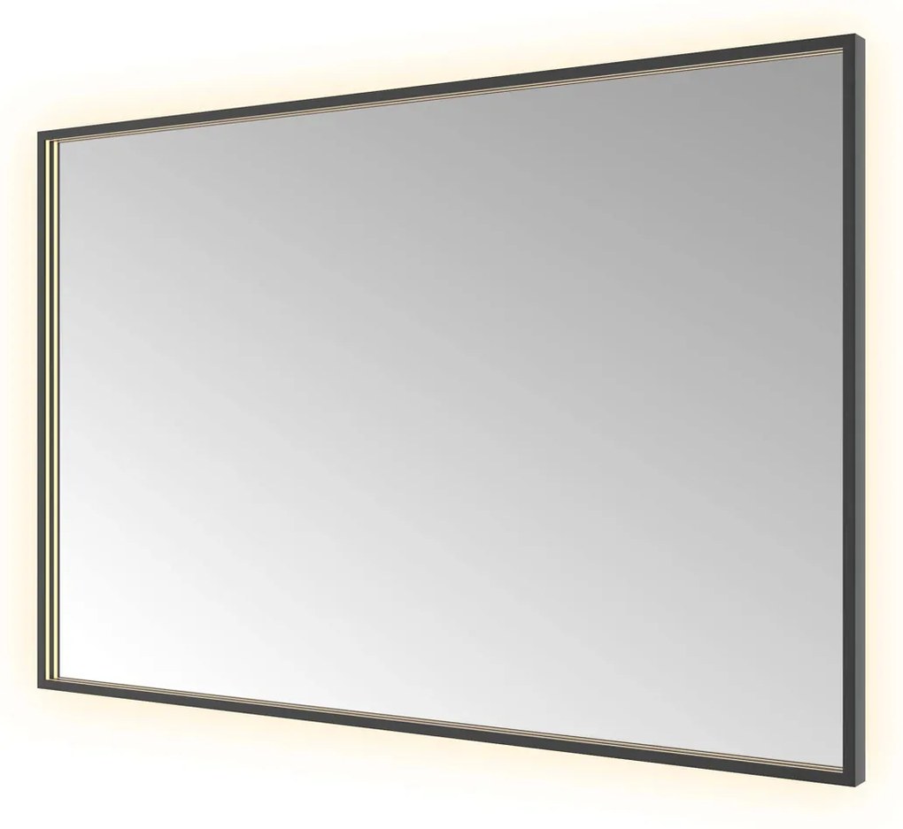 Hotbath &More Square rechthoekige spiegel 120x80cm geborsteld zwart PVD