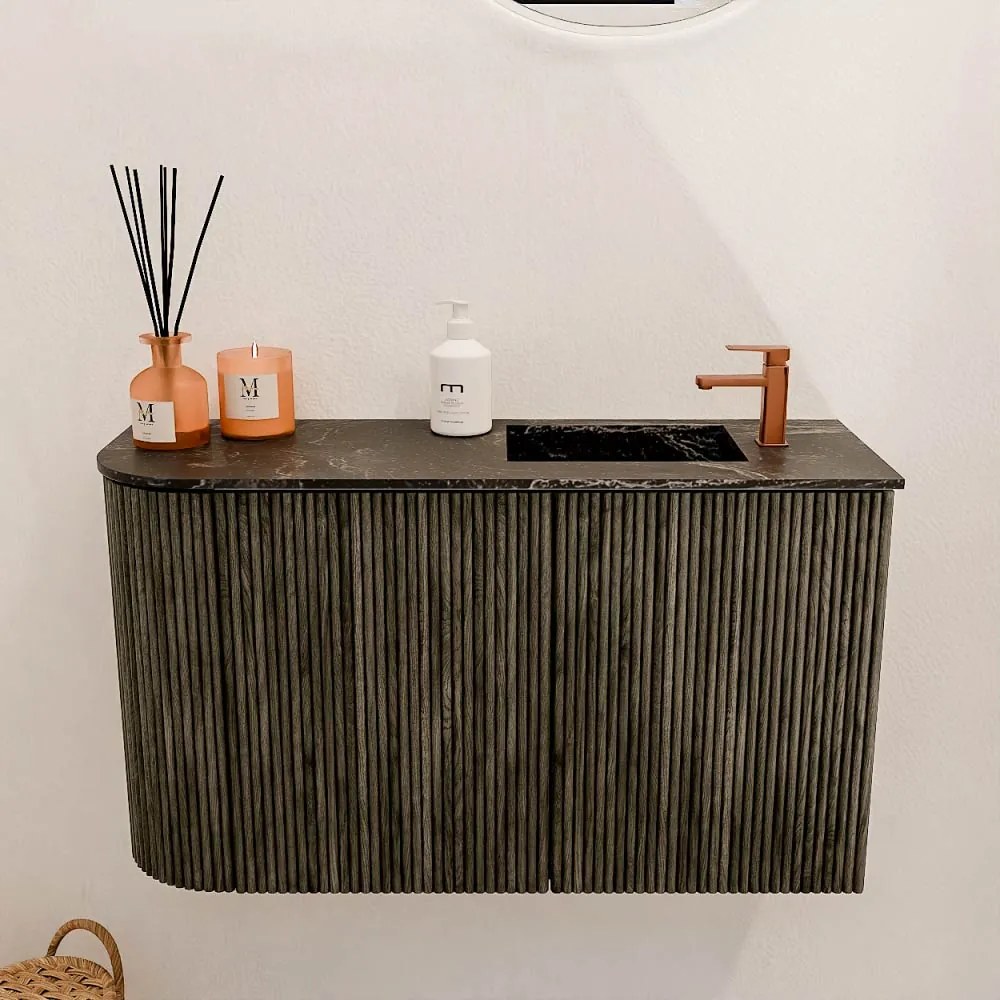 Mondiaz Joya DLux 70cm toiletmeubel ronding links shadow met wastafel faye rechts 1 kraangat lava