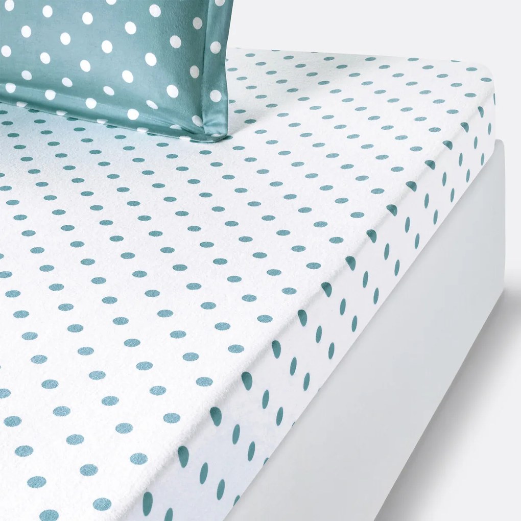 Hoeslaken in flanel met stippenprint Clarisse