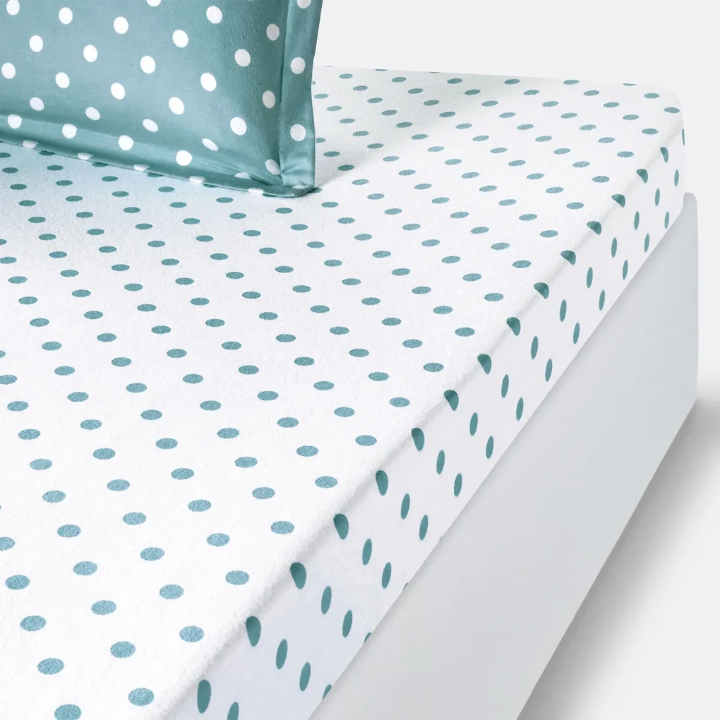 Hoeslaken in flanel met stippenprint Clarisse