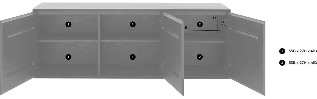 Goossens Excellent Dressoir Vic, 3 deuren, hangend 170 cm breed