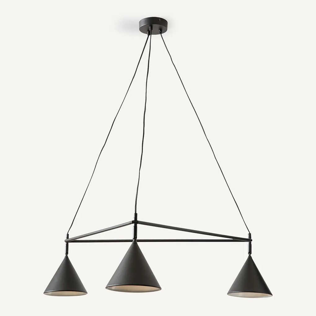 3-cone driehoekige hanglamp, Moke