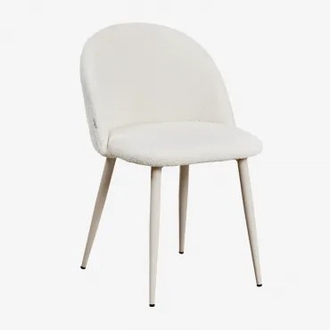 Set Van 2 Kana Deluxe Eetkamerstoelen In Boucléstof Beige – Crème & Bouclé Wit - Sklum