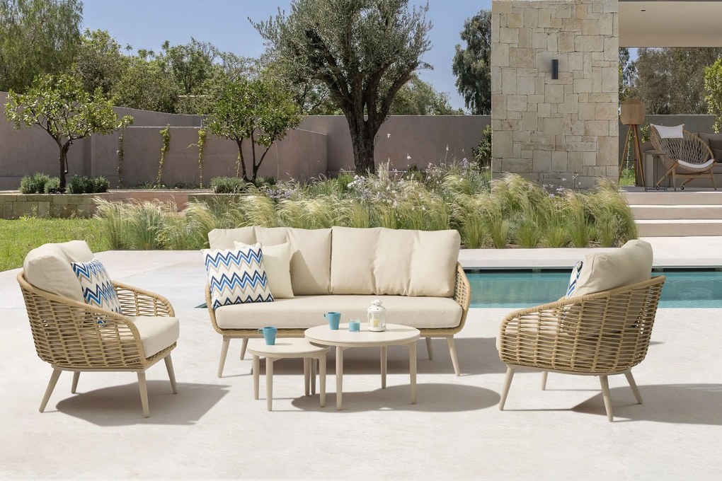 Stoel en Bank Loungeset 5 personen Aluminium/rope Taupe  Coco Vinci/Ibiza