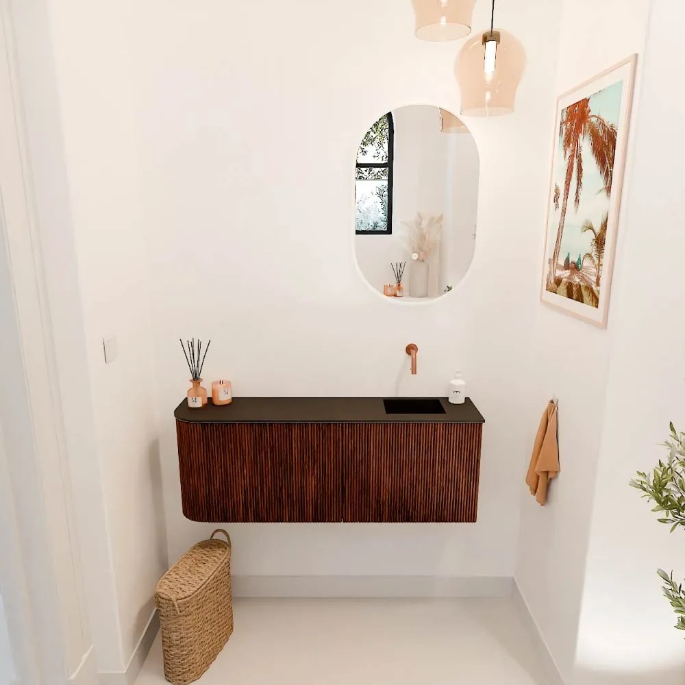 Mondiaz Joya 110cm toiletmeubel ronding links ruby met wastafel faye rechts zonder kraangat urban