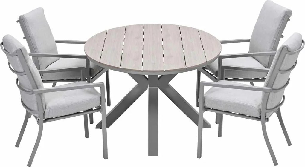 Garden Impressions Senja tuinset 5-delig valley sand - Tulli tuintafel 180x115 cm - light teak vironwood