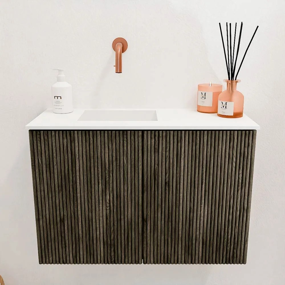 Mondiaz Joya 60cm toiletmeubel shadow met wastafel faye links zonder kraangat talc