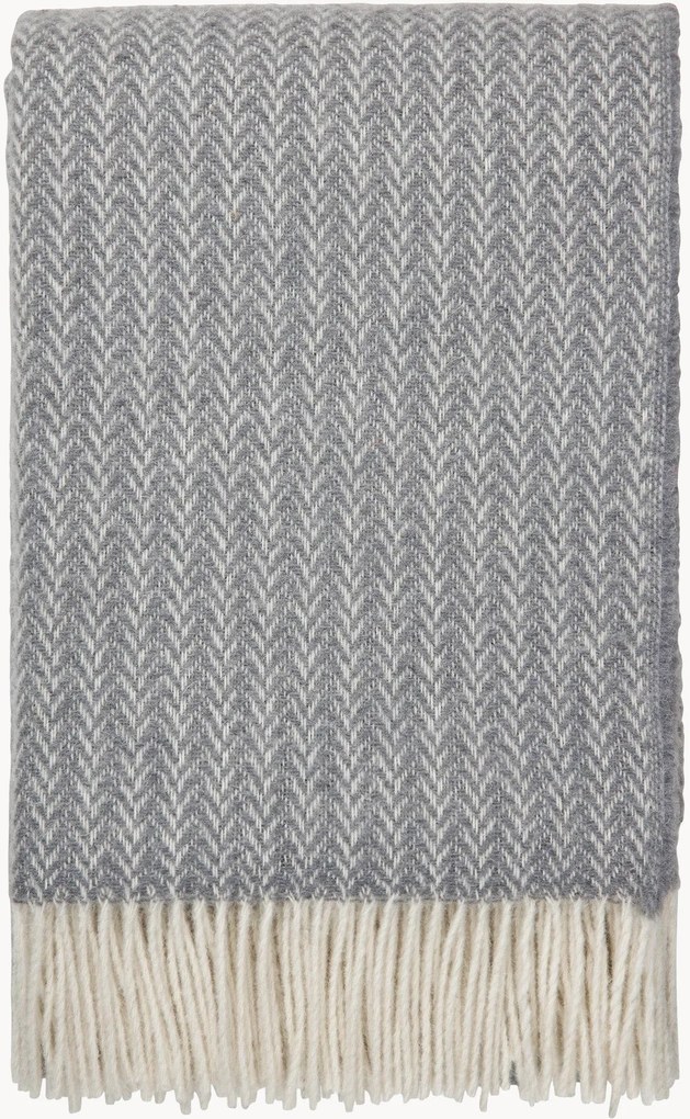 Schapenvacht plaid met visgraatpatroon en franjes Hope