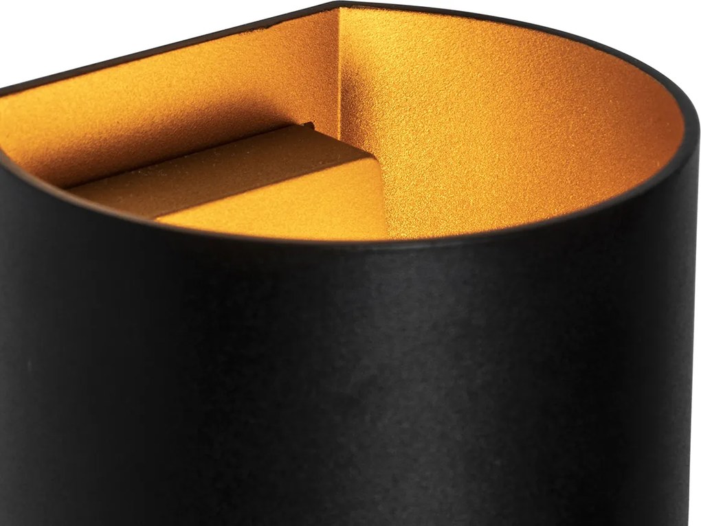 Smart wandlamp zwart met messing incl. Wifi G9 - Sabbio