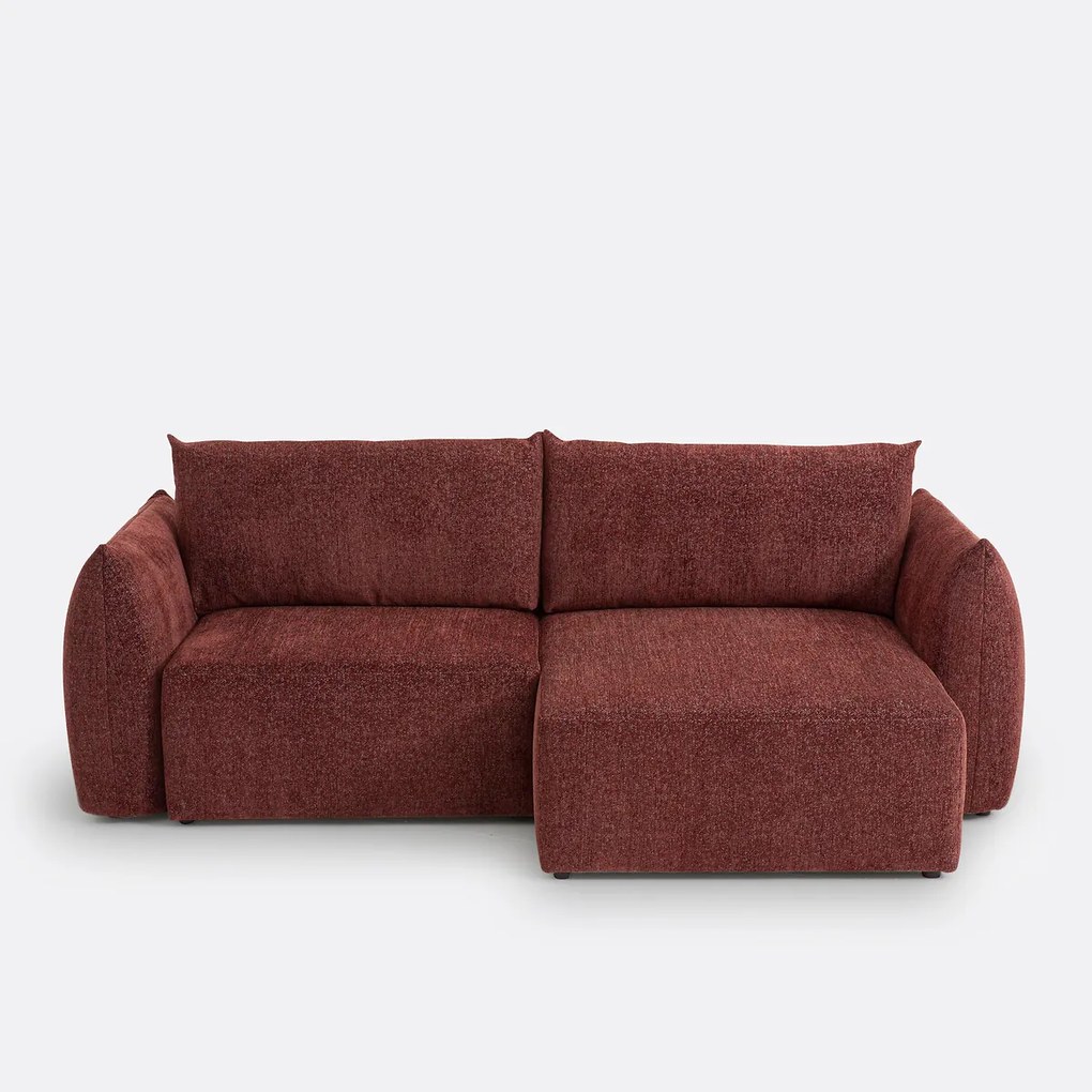 Ombouwbare hoekbank met koffer, in gemêleerde chenille stof, Edith