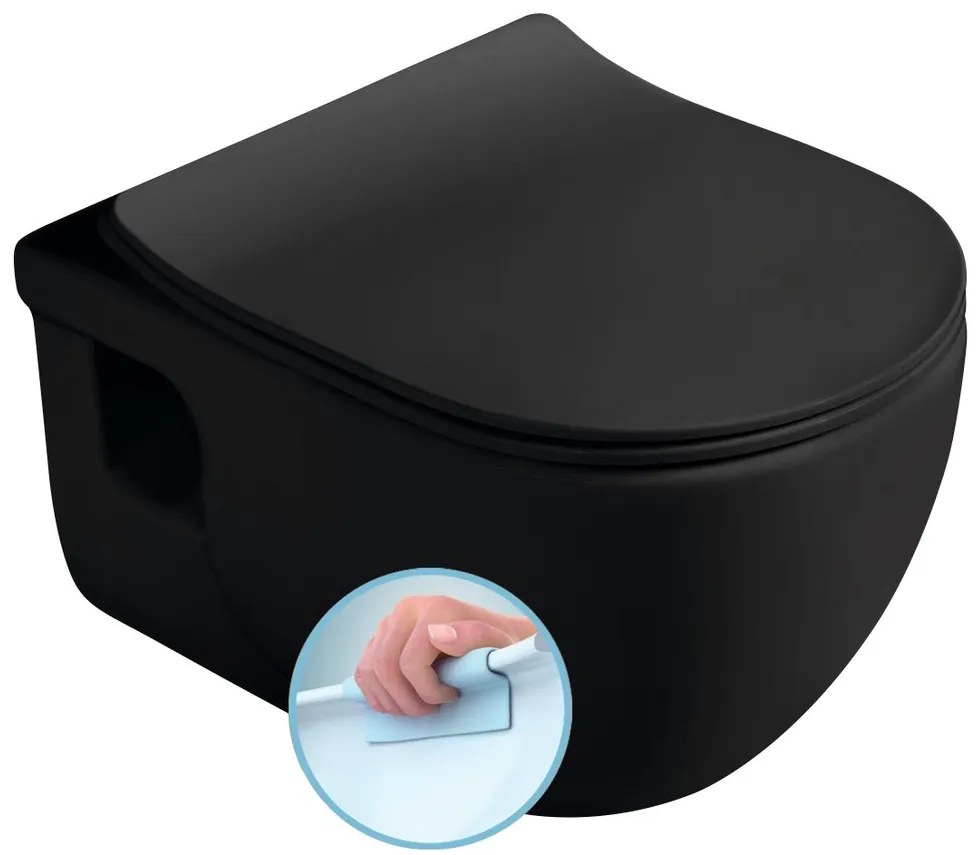 Sapho Brilla randloze toiletpot 36.5x53cm zwart mat