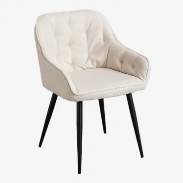 Set Van 4 Eetkamerstoelen Met Armleuningen In Zilen-stof Gebroken Wit - Sklum