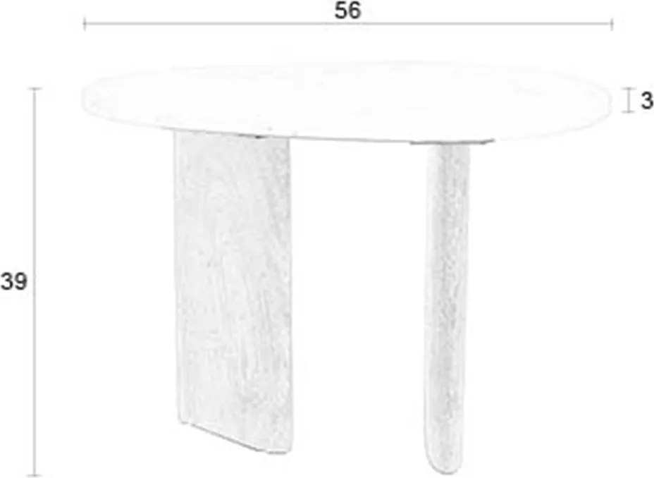 Marmeren Bijzettafel Organische Vorm - 56 X 37cm.