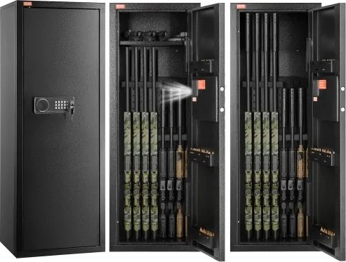 VEVOR Wapenkluis voor 6-8 geweren met slot en digitaal toetsenbord, wapenkast met uitneembare plank, geweerkast voor thuisgebruik met geweren en shotguns, zwart