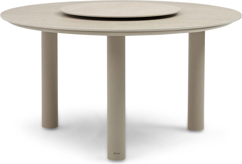 Dining Tuintafel rond 140 cm met lazy susan Zand/Beige Trino
