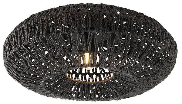 Retro plafondlamp zwart touw 50cm - Lina