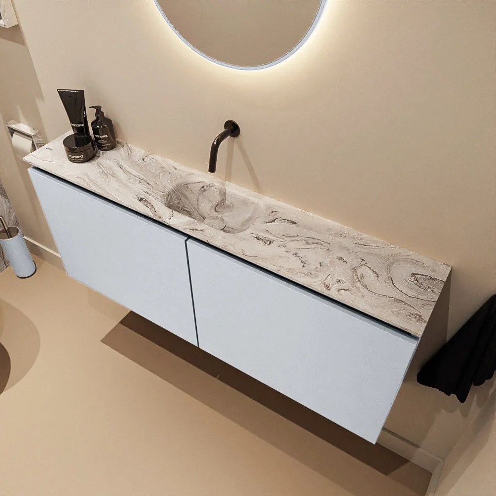 Mondiaz Ture DLux toiletmeubel 120cm clay met wastafel glace midden zonder kraangat