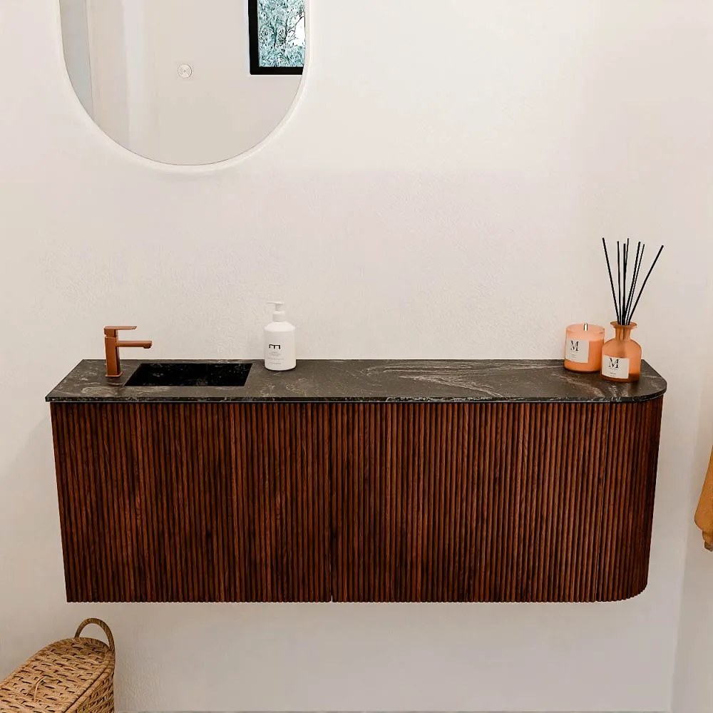 Mondiaz Joya DLux 110cm toiletmeubel ronding rechts ruby met wastafel faye links 1 kraangat lava