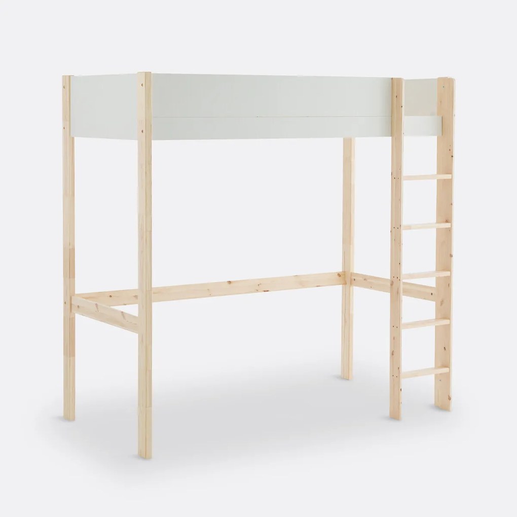Mezzanine bed, 1-persoons, massief dennenhout, Meeting