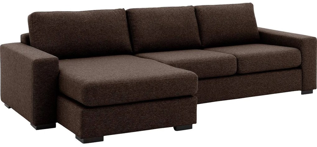 Goossens Hoekbank Lucca Met Chaise Longue bruin, stof, stijlvol landelijk