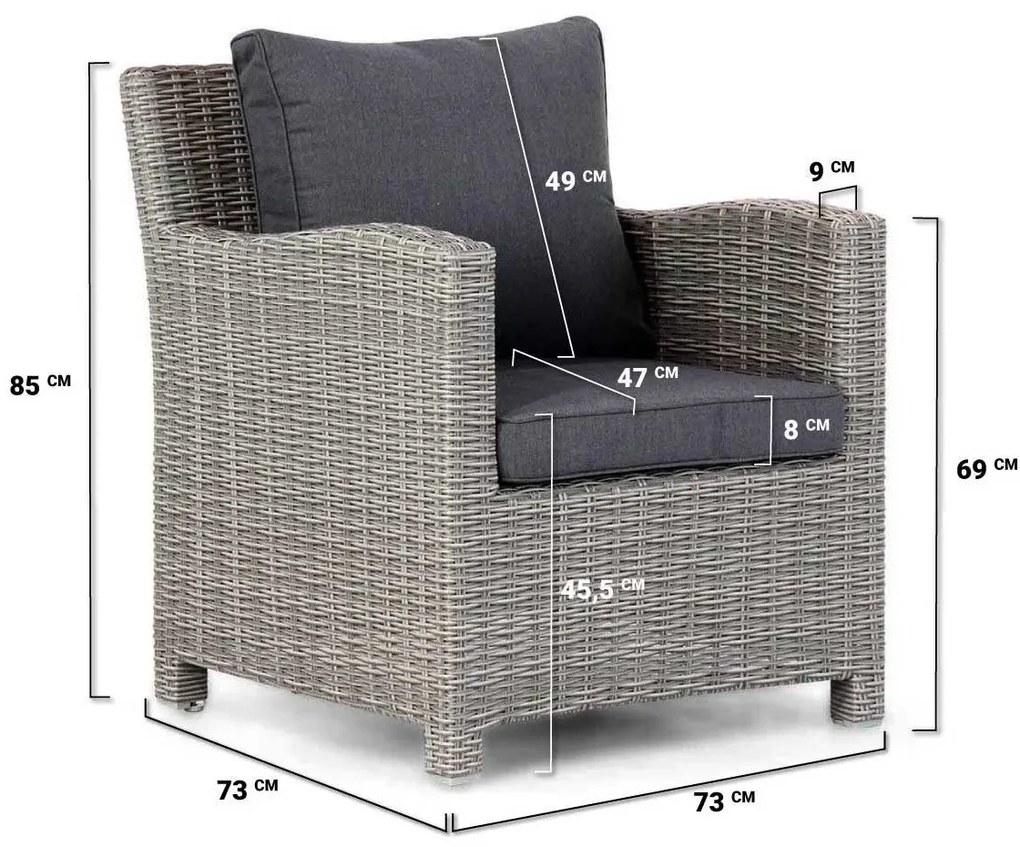 Dining Loungeset 7 personen Wicker Grijs  Domani Furniture Valley