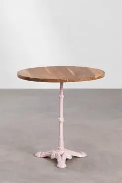 Azteca Ronde Barkruk Van Acaciahout Acaciahout - Suikerspinroze & Ø70 Cm - Sklum
