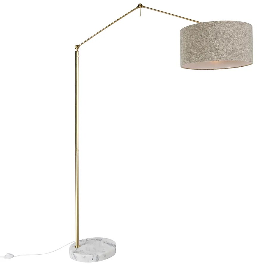Vloerlamp goud met boucle kap taupe 50 cm verstelbaar - Editor Design, Modern E27 Binnenverlichting Lamp