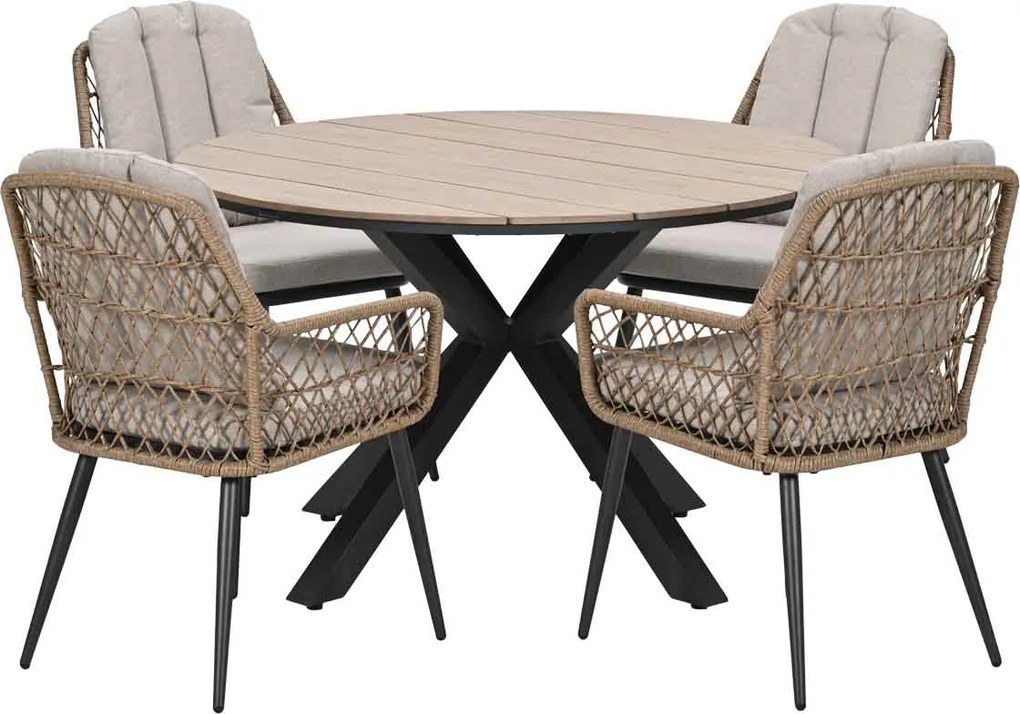 Garden Impressions Kalibo tuinset 5-delig - Tulli tuintafel Ø122 cm