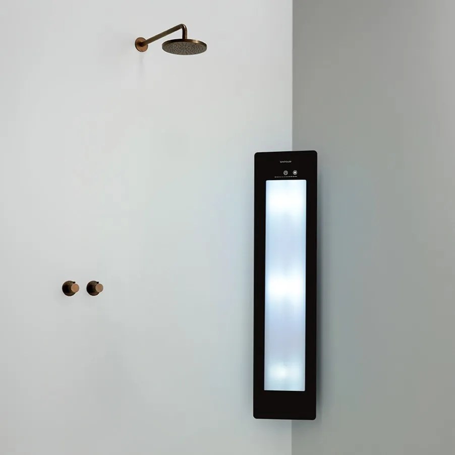 Sunshower Round Plus Medium Black infraroodlamp en UV 33x140x10cm hoekopbouw