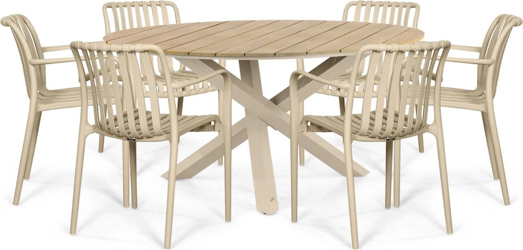 Tuinset 6 personen 150 cm Kunststof Zand/Beige Domani Furniture Alba/Ancona
